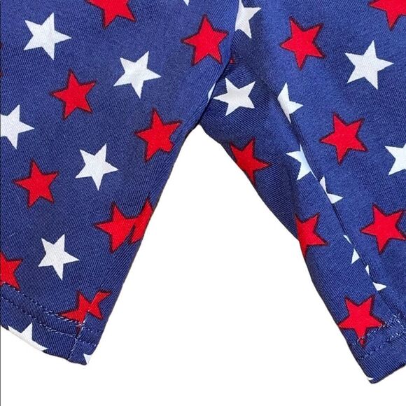 LuLaRoe Size 12 Kids Biker Shorts • Americana • Blue w/Red & White Stars • NWT - Picture 3 of 11